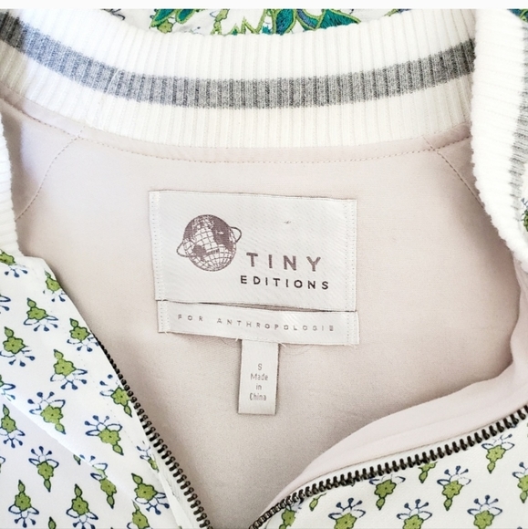 Anthropologie TINY Editions Amber Boho Floral Embroidered Bomber Jacket White SM - Picture 12 of 14